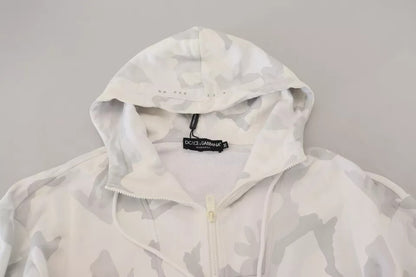 Dolce & Gabbana White Camouflage Hooded Sweatshirt Sweater