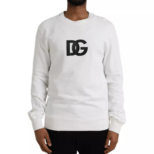 Dolce &amp; Gabbana – Weißer Pullover aus Baumwolle mit Rundhalsausschnitt und Logo