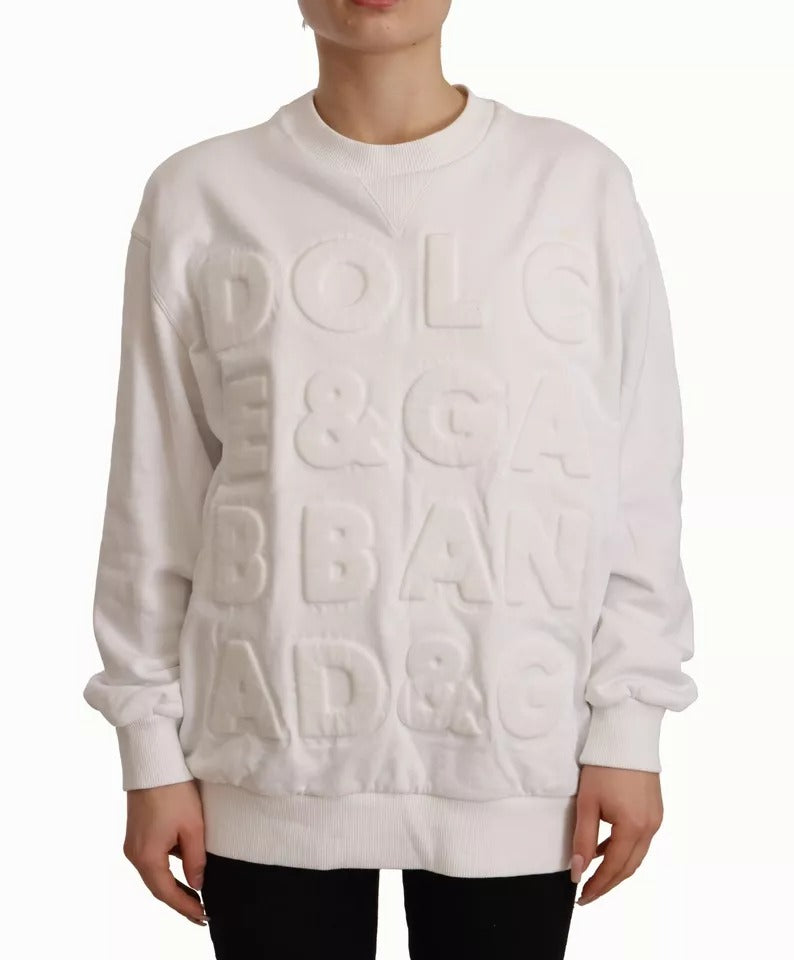 Dolce &amp; Gabbana – Weißes Sweatshirt aus Baumwolle mit Logoprägung