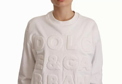 Dolce &amp; Gabbana – Weißes Sweatshirt aus Baumwolle mit Logoprägung