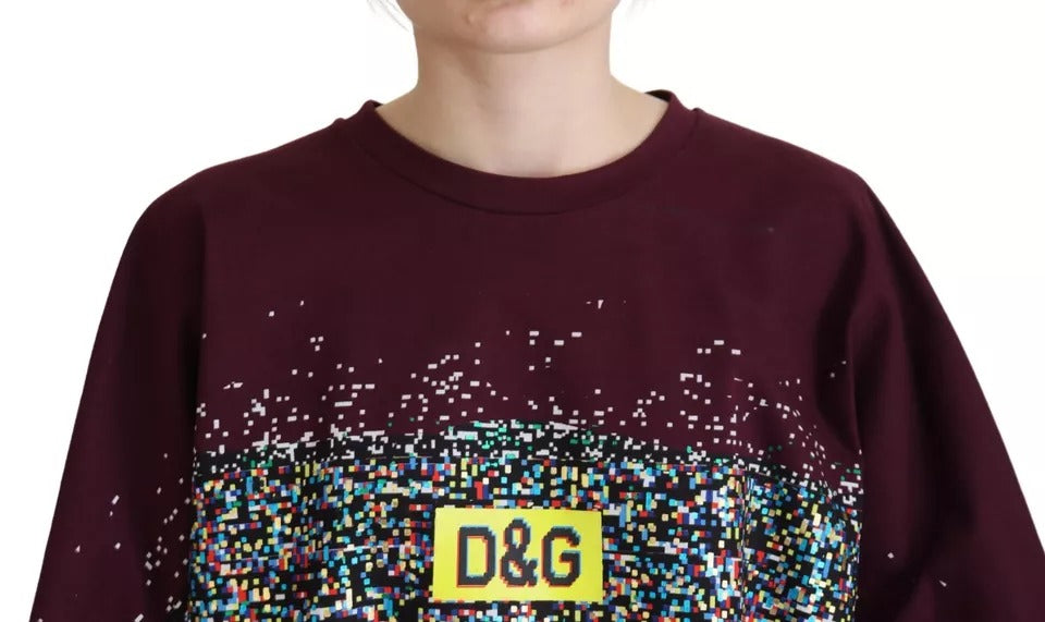 Dolce &amp; Gabbana Bordeauxfarbenes Baumwoll-T-Shirt mit Rundhalsausschnitt und D&amp;G-Print