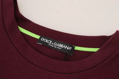 Dolce &amp; Gabbana Bordeauxfarbenes Baumwoll-T-Shirt mit Rundhalsausschnitt und D&amp;G-Print