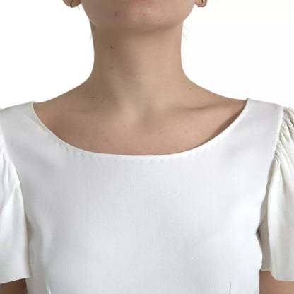 Dolce & Gabbana White Viscose Round Neck Short Sleeves Top