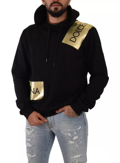 Dolce &amp; Gabbana Schwarz Gold Kapuzenpullover aus Baumwolle für Herren