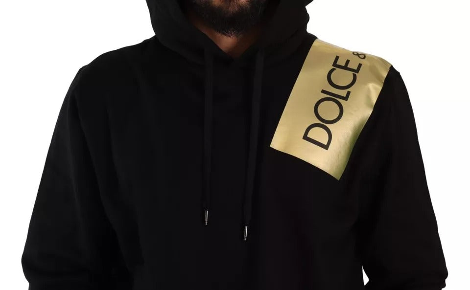 Dolce &amp; Gabbana Schwarz Gold Kapuzenpullover aus Baumwolle für Herren