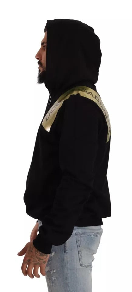 Dolce &amp; Gabbana Schwarz Gold Kapuzenpullover aus Baumwolle für Herren