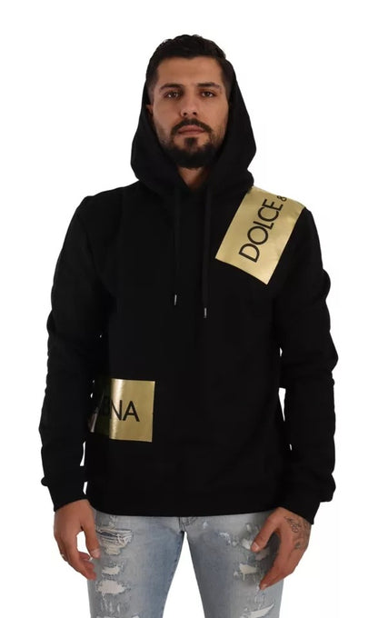 Dolce &amp; Gabbana Schwarz Gold Kapuzenpullover aus Baumwolle für Herren