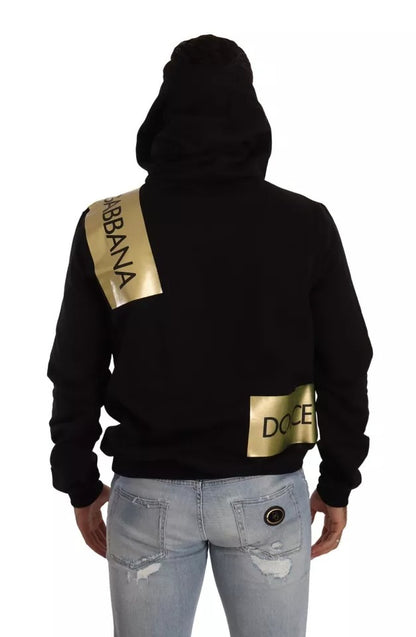 Dolce &amp; Gabbana Schwarz Gold Kapuzenpullover aus Baumwolle für Herren