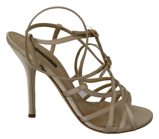 Dolce &amp; Gabbana Gold Seide Knöchelriemen Heels Sandalen Schuhe