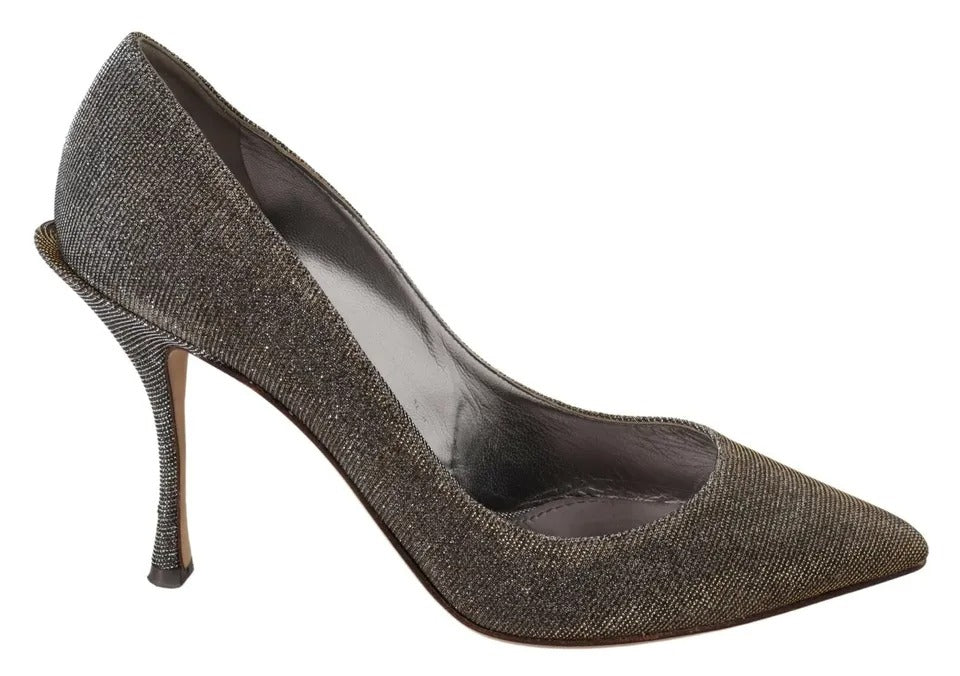 Dolce &amp; Gabbana Gold Silber Heels Pumps Spitze Zehen Schuhe