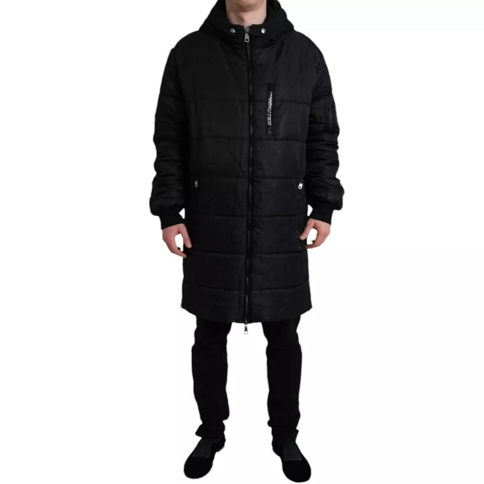 Dolce &amp; Gabbana – Schwarzer Parka aus Nylon mit Kapuze, Winterjacke