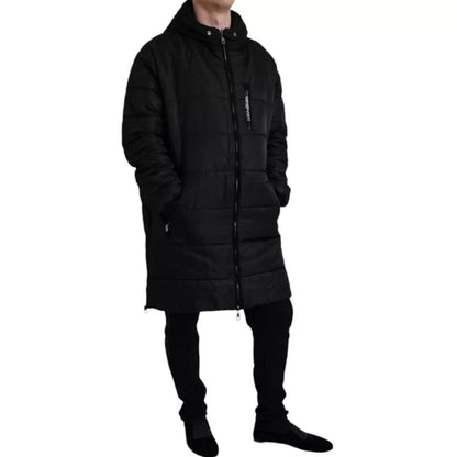 Dolce &amp; Gabbana – Schwarzer Parka aus Nylon mit Kapuze, Winterjacke