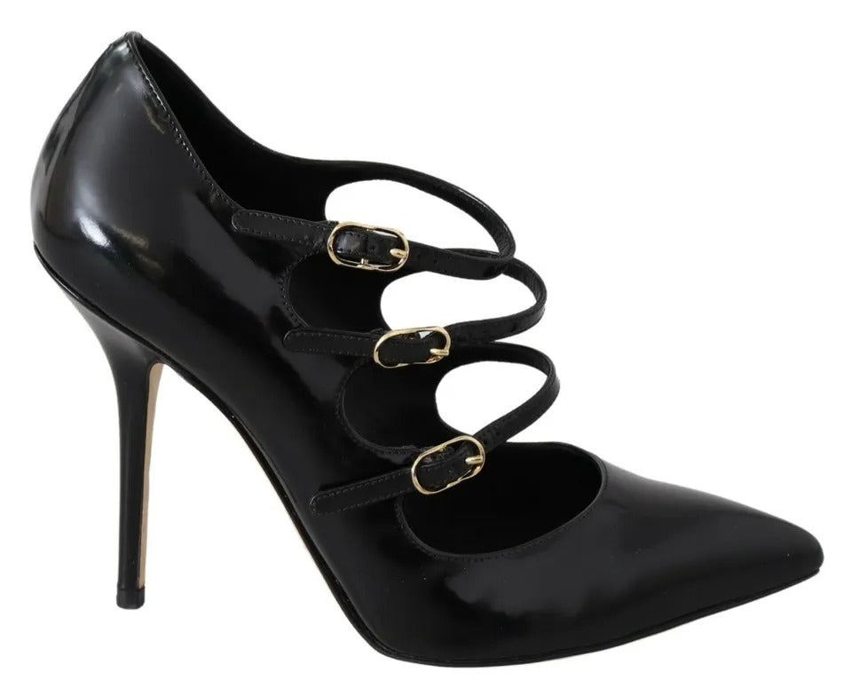 Dolce &amp; Gabbana – Pumps mit Knöchelriemen aus schwarzem Leder