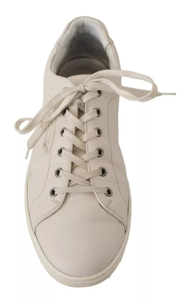 Dolce & Gabbana White Casual Leather Logo Men Sneakers Shoes