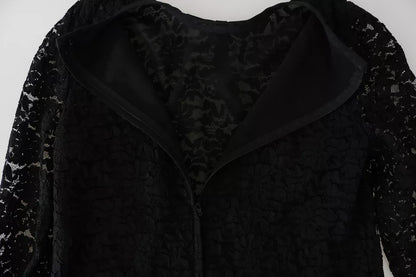 Dolce & Gabbana Black Lace Long Sleeve Blouse Nylon Top