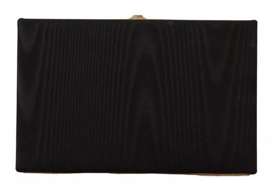 Dolce &amp; Gabbana - Clutch aus schwarzer Seide mit Goldrahmen, Abendtasche