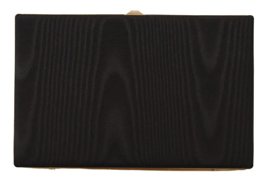 Dolce &amp; Gabbana - Clutch aus schwarzer Seide mit Goldrahmen, Abendtasche