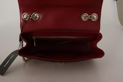 Dolce &amp; Gabbana Rosa Rot Exotische Häute Gold Kette Geldbörse LUCIA Leder Tasche