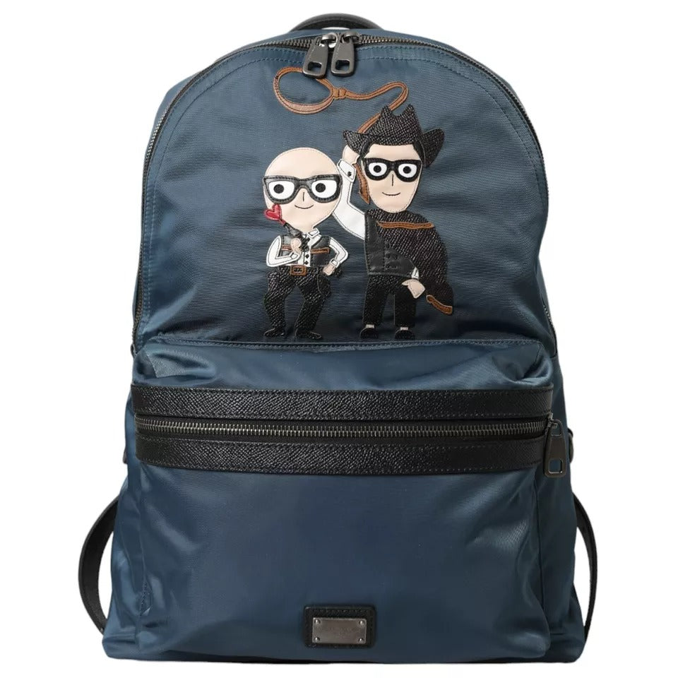 Dolce &amp; Gabbana Blauer Nylon-Rucksack mit #DGFamily-Patch für Männer