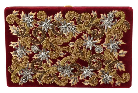 Dolce &amp; Gabbana - Clutch aus rotem Samt mit Goldrahmen, Abendtasche