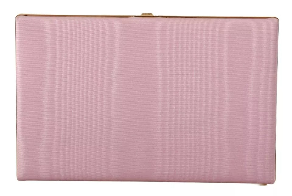 Dolce & Gabbana Pink Silk Gold Frame Clutch Evening Party Purse Bag