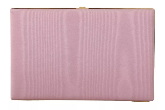 Dolce &amp; Gabbana – Clutch aus rosa Seide mit Goldrahmen, Abendtasche