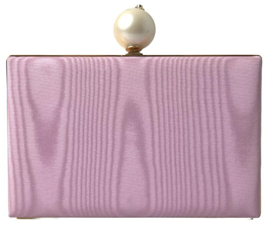 Dolce &amp; Gabbana – Clutch aus rosa Seide mit Goldrahmen, Abendtasche