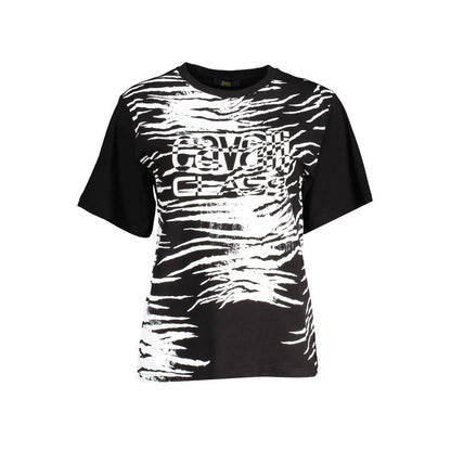 Cavalli Class Schwarzes Baumwoll-T-Shirt für Damen