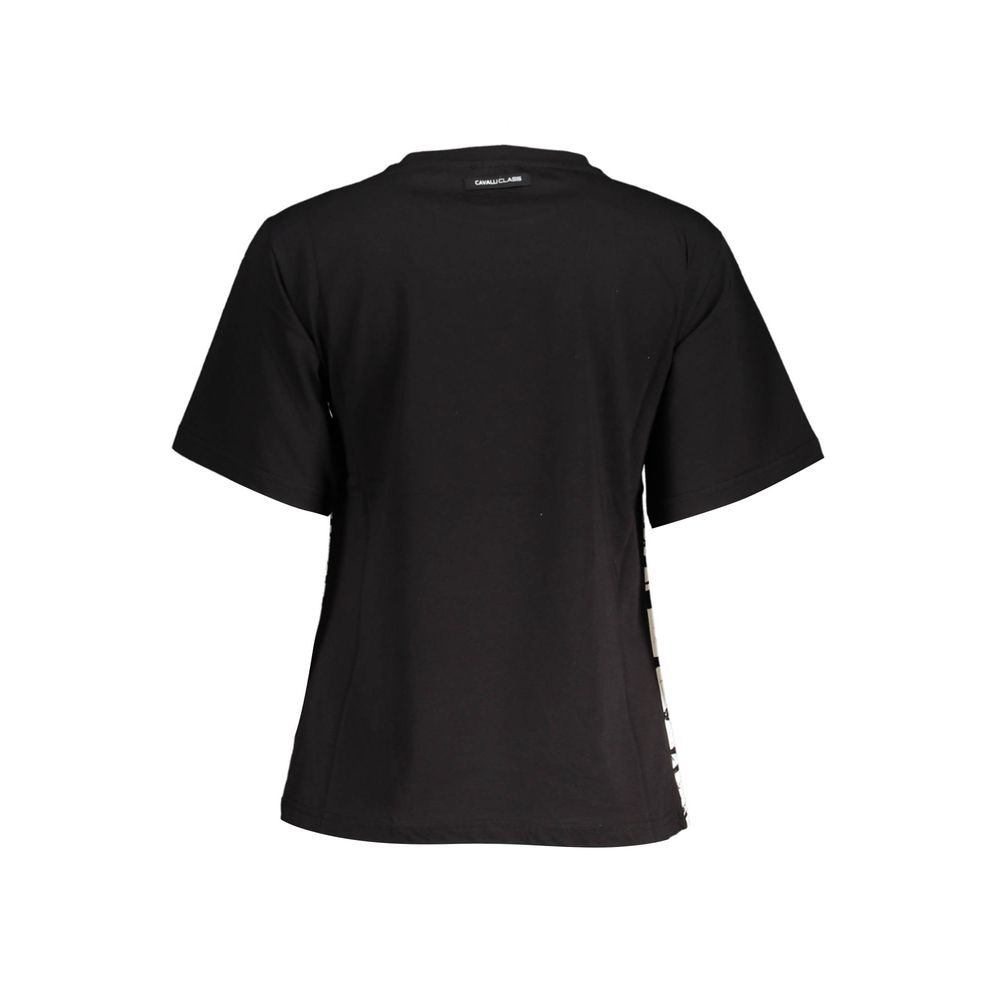 Cavalli Class Schwarzes Baumwoll-T-Shirt für Damen