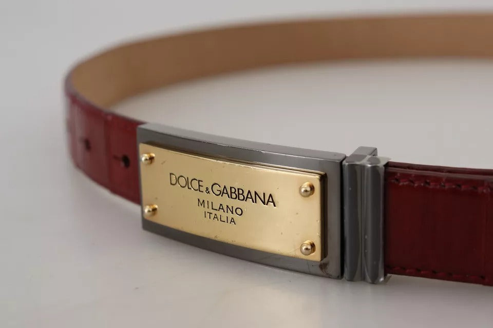 Dolce &amp; Gabbana – Brauner Ledergürtel mit goldgravierter Metallschnalle