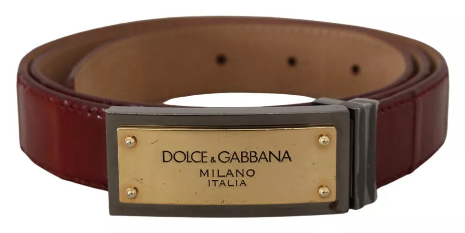 Dolce &amp; Gabbana – Brauner Ledergürtel mit goldgravierter Metallschnalle