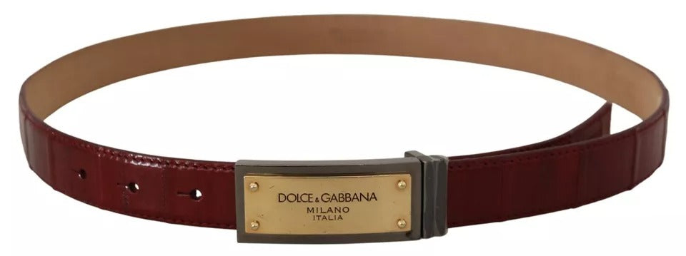 Dolce &amp; Gabbana – Brauner Ledergürtel mit goldgravierter Metallschnalle