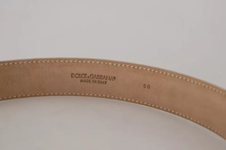 Dolce &amp; Gabbana Beige Ledergürtel mit Kristallschnalle für Damen