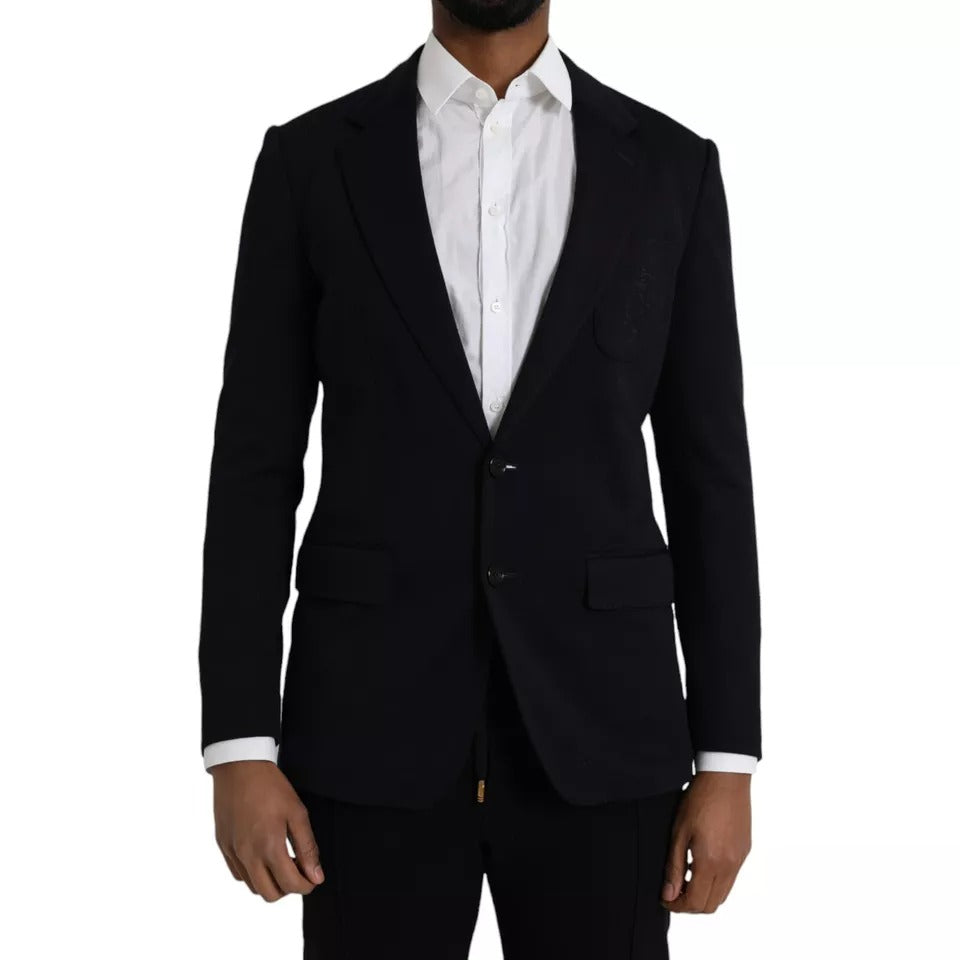 Dolce &amp; Gabbana – Einreihiger Blazer aus blauer Wolle mit Kerbe