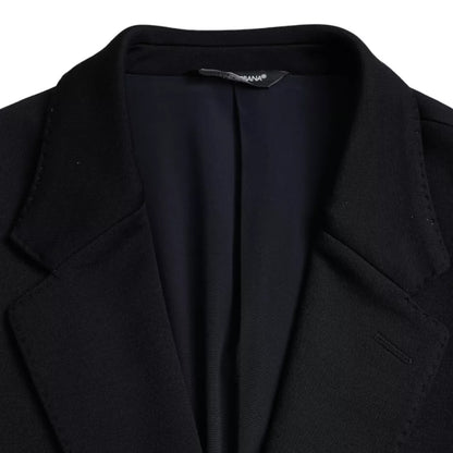 Dolce &amp; Gabbana – Einreihiger Blazer aus blauer Wolle mit Kerbe