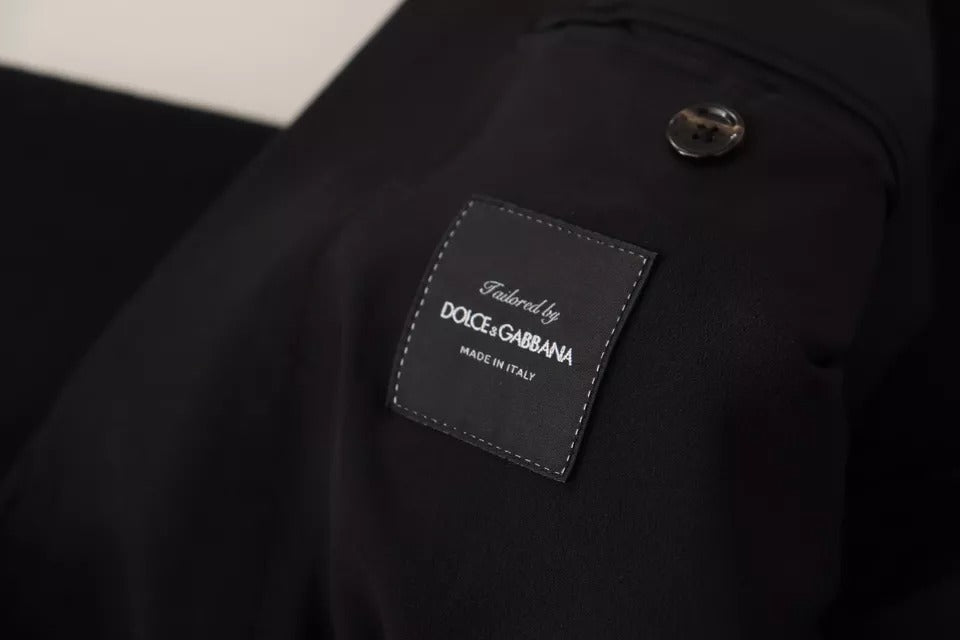 Dolce & Gabbana Black Wool Slim Fit Coat Jacket Blazer