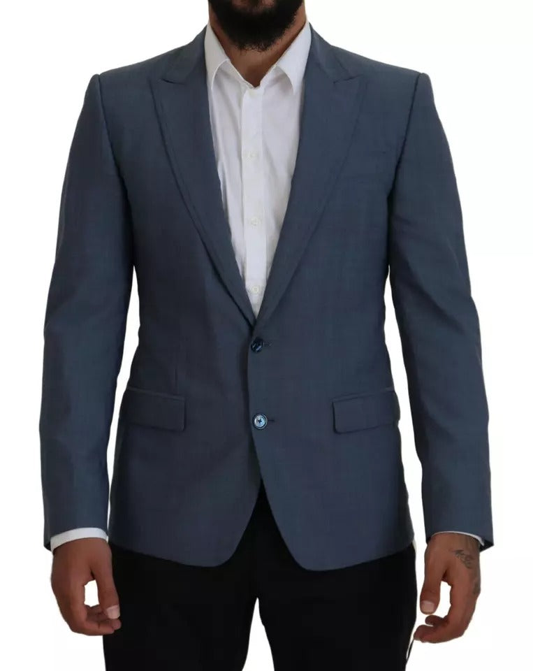 Dolce &amp; Gabbana – Slim Fit-Jackenblazer aus Wollstretch in Blau