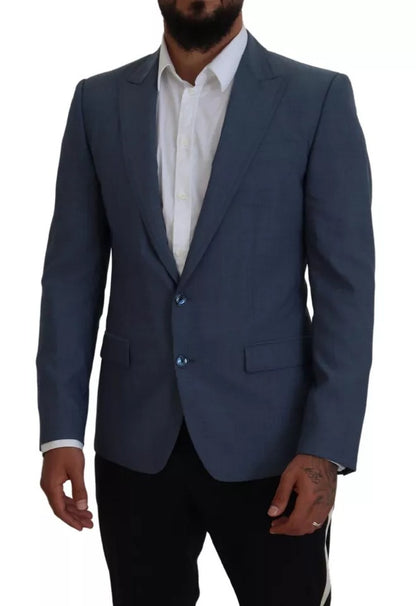 Dolce &amp; Gabbana – Slim Fit-Jackenblazer aus Wollstretch in Blau