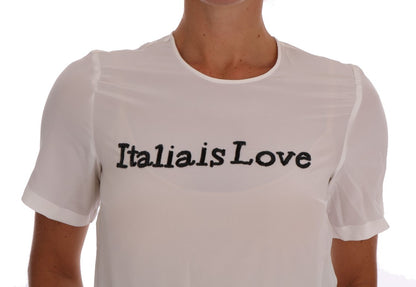 T-shirt chemisier en soie blanche ITALIA IS LOVE