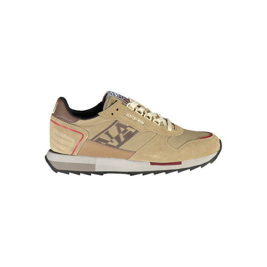 Napapijri – Beige, kontrastierende Sport-Sneaker mit Schnürung