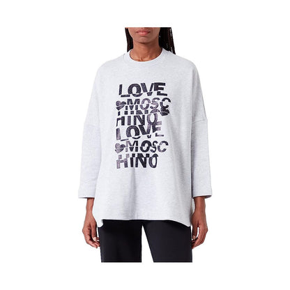 Love Moschino Oversized-Sweatshirt aus glitzernder Baumwolle - Grau