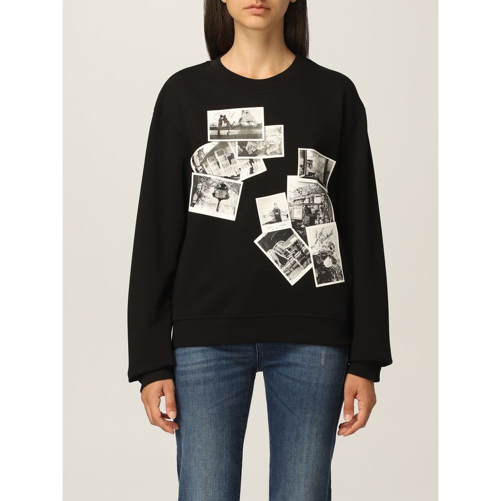 Love Moschino – Schickes schwarzes Sweatshirt mit Designer-Emblem