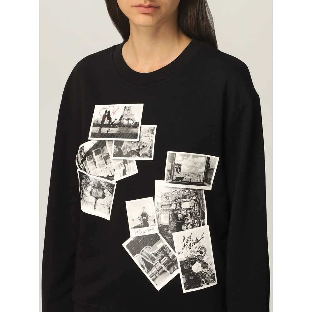 Love Moschino – Schickes schwarzes Sweatshirt mit Designer-Emblem