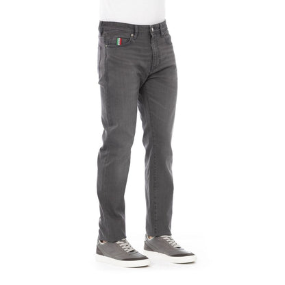 Graue Baumwolljeans und -hose