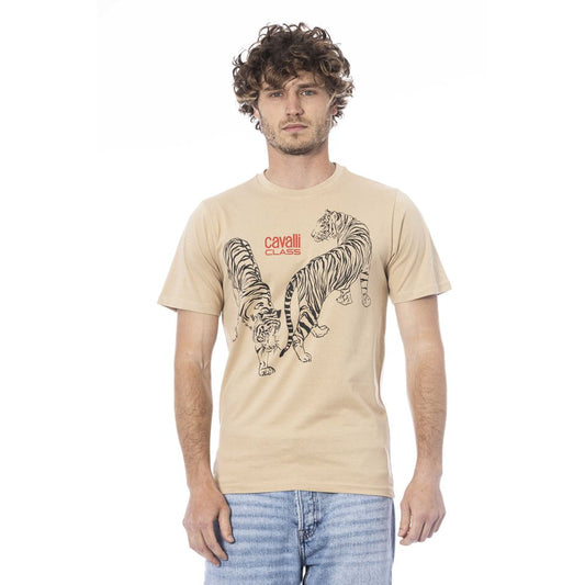 Cavalli Class – Beiges T-Shirt aus Baumwolle für Herren