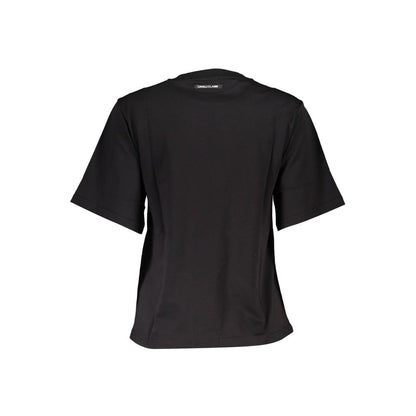 Cavalli Class Schwarzes Baumwoll-T-Shirt für Damen