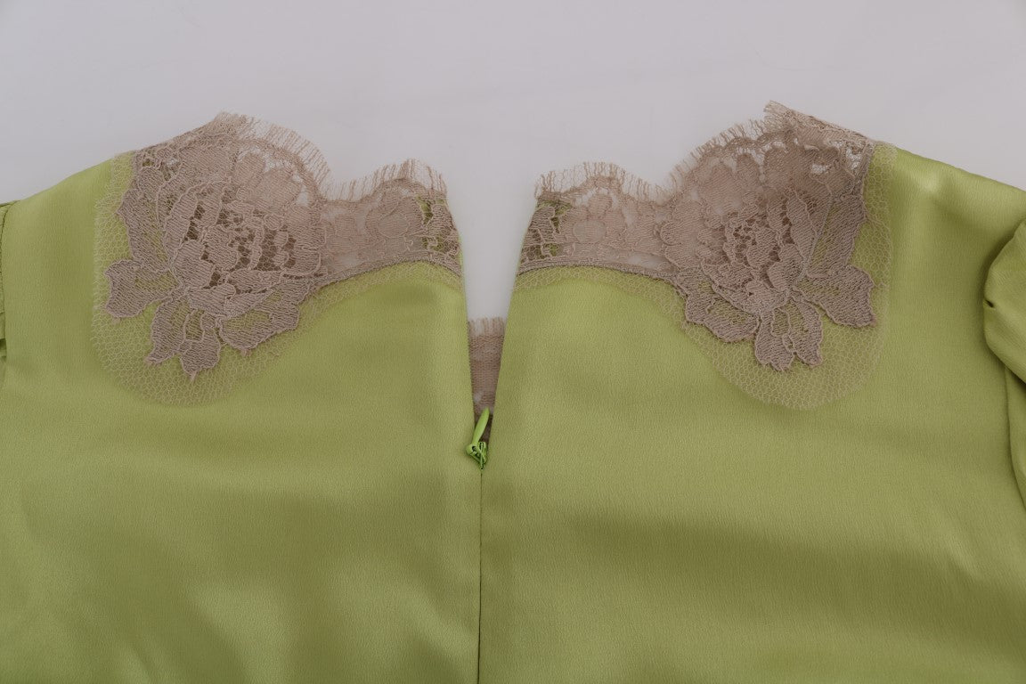 Top in camicetta elasticizzata in seta verde