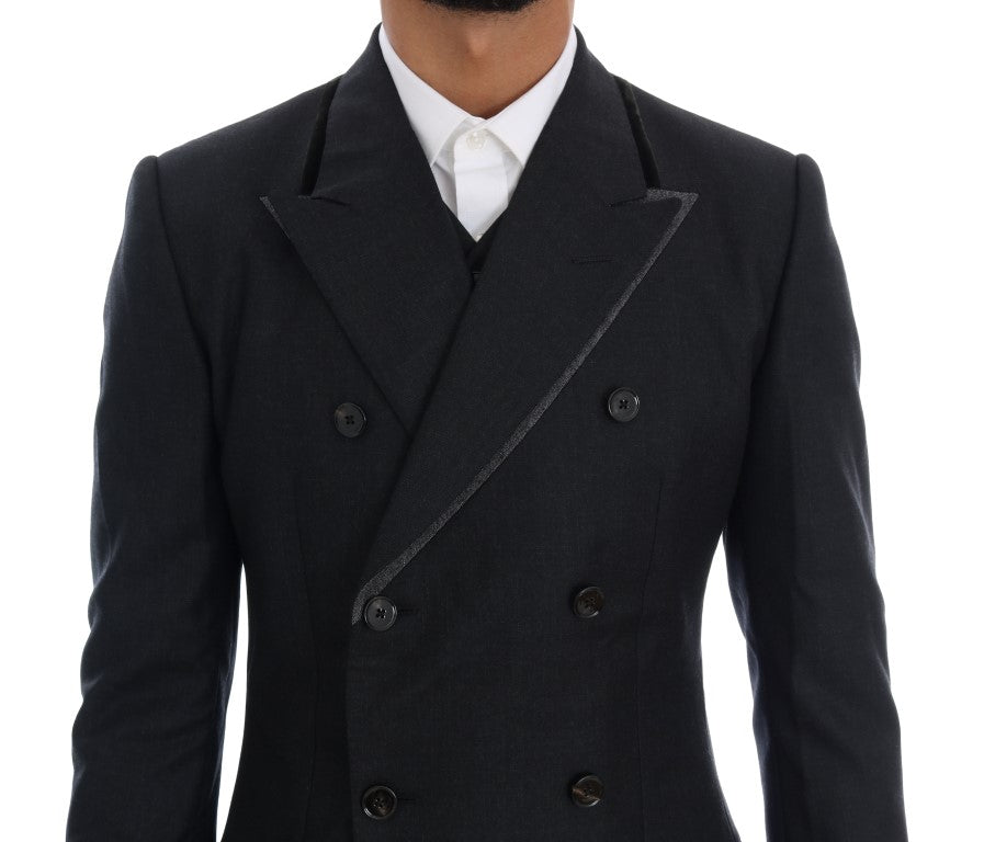 Dolce & Gabbana Elegant Gray Double Breasted Wool Suit