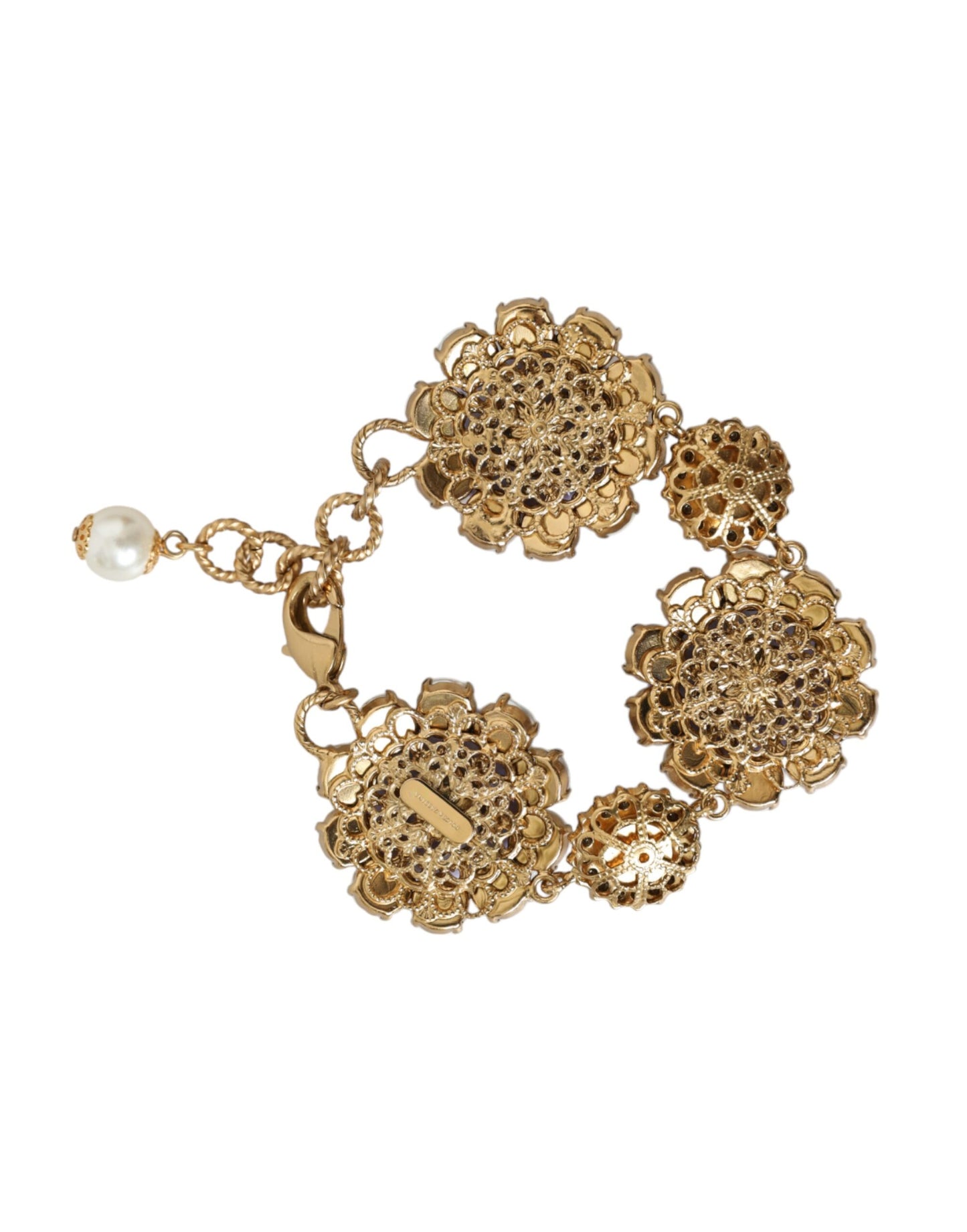 Dolce &amp; Gabbana Gold FIORI BLOOMING Florales Armband mit Barockkristallen