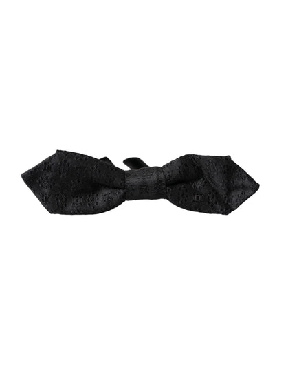 Dolce & Gabbana Black Silk Fantasy Adjustable Neck Men Bow Tie